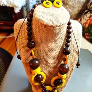 New Set Paparazzi Brown and Yellow Beaded wood  Necklace